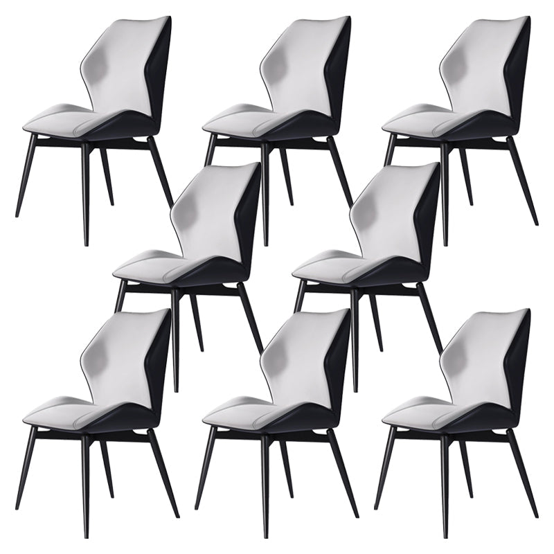 Wingback Armless Dining Chairs Modern Faux Leather Dining Side Chair