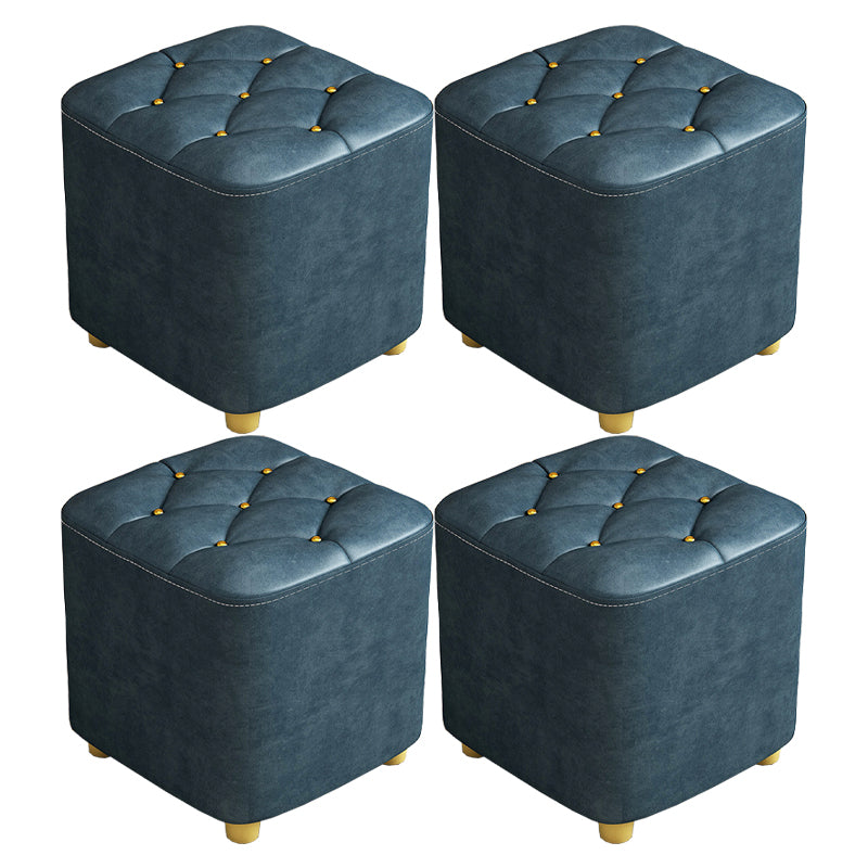 Contemporary Plain Pouf Ottoman Plain Tufted Square Water Resistant Pouf Chair 11"L x 11"W x 12"H Dark Blue 4 Piece Set Clearhalo 'furn' 'furn_ottomans_poufs' 'Furniture' 'Living Room Furniture' 'Ottomans & Poufs' 'ottomans_poufs' 5924341