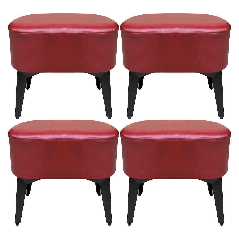 Modern Plain Chair Ottoman PU Leather Rectangle Stain Resistant Footstool Ottoman