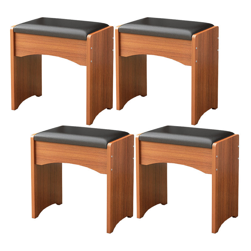 Genuine Leather Standard Ottoman Stain Resistant Rectangle Mid-Century Modern Ottoman Black-Brown 4 Piece Set Clearhalo 'furn' 'furn_ottomans_poufs' 'Furniture' 'Living Room Furniture' 'Ottomans & Poufs' 'ottomans_poufs' 5924841