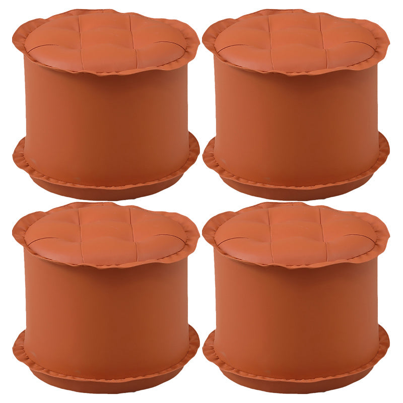 Modern Brown Water Resistant Pouf Lace Round Pouf for Living Room