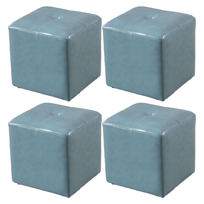 Modern Black Water Resistant Cube Square Leather Indoor Cube Sky Blue 4 Piece Set Clearhalo 'furn' 'furn_ottomans_poufs' 'Furniture' 'Living Room Furniture' 'Ottomans & Poufs' 'ottomans_poufs' 5925009