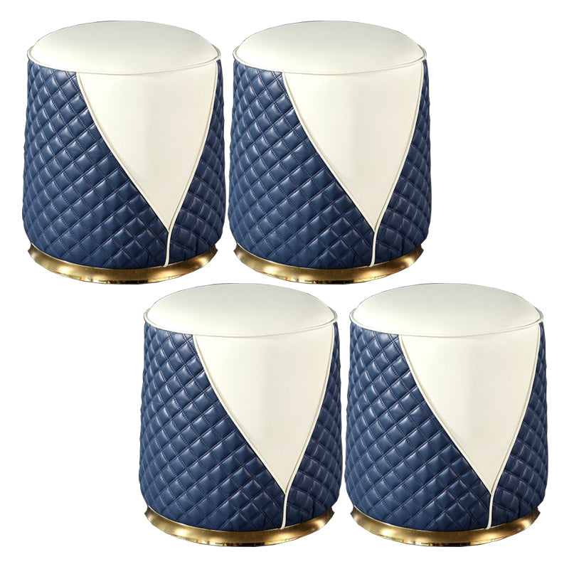 Orange Leather Standard Water Resistant Square Indoor Standard Dark Blue Round 4 Piece Set Clearhalo 'furn' 'furn_ottomans_poufs' 'Furniture' 'Living Room Furniture' 'Ottomans & Poufs' 'ottomans_poufs' 5925252