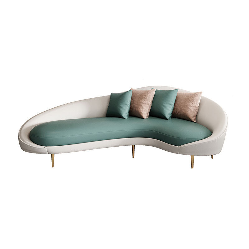 Curved Faux Leather Sofa with Tight Back for Living Room Modern Style White Green Clearhalo 'furn' 'furn_sofas' 'Furniture' 'Living Room Furniture' 'Sofa' 'sofas' 5931238