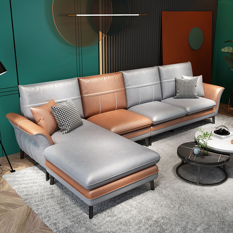 Cuscini posteriori cumpellati divano sezionale con braccio svasato, 137,80 "L