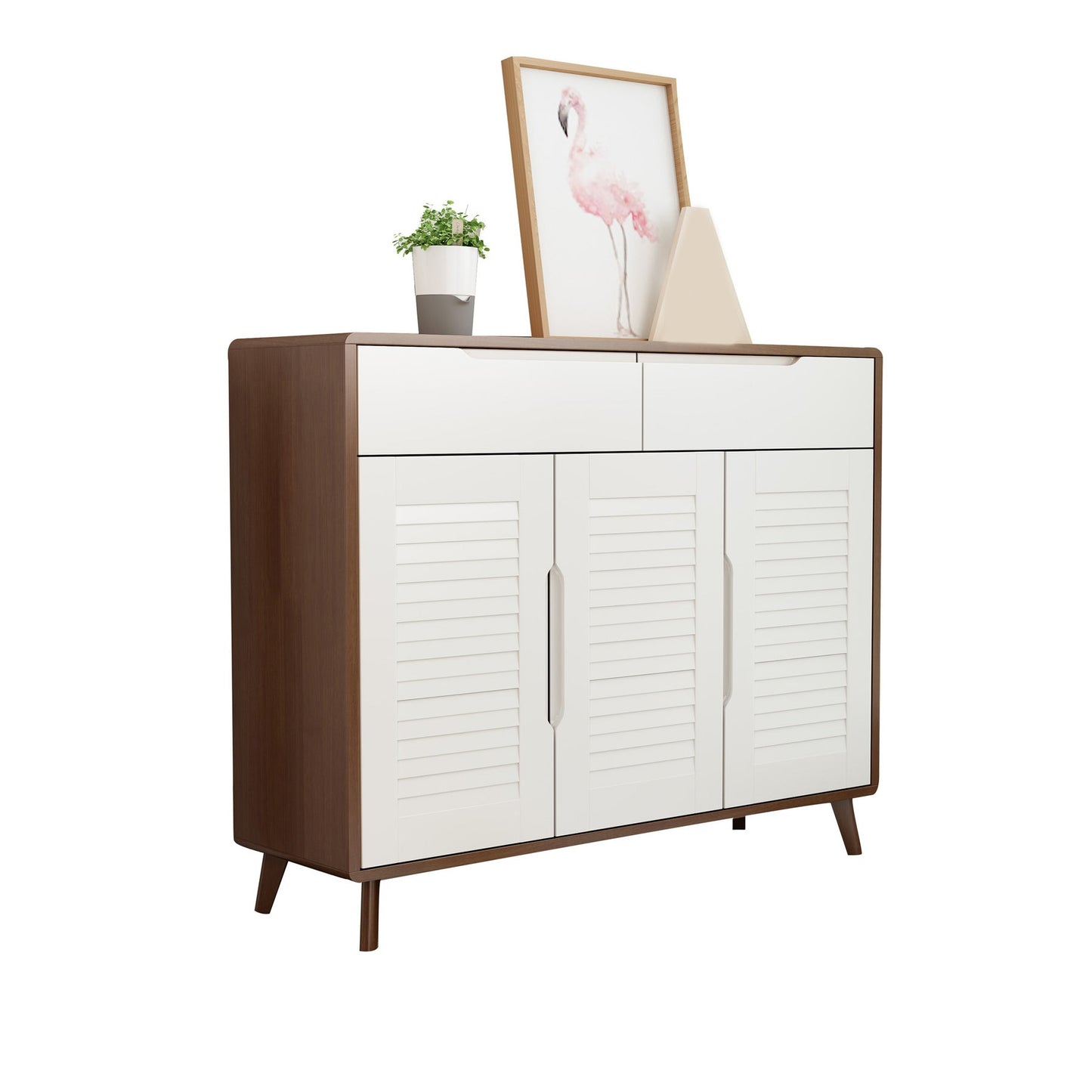 Contemporary Solid Wood Accent Cabinet with 2 Drawers and Doors