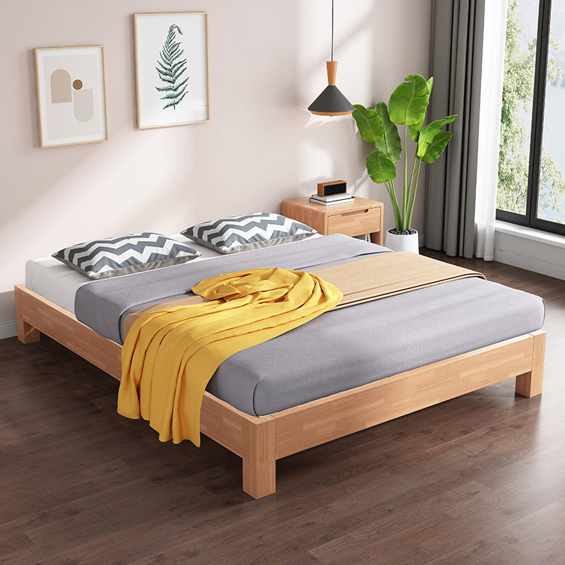 Modern Solid Wood Bed Low Profile Platform Bed With Custom Wood Legs