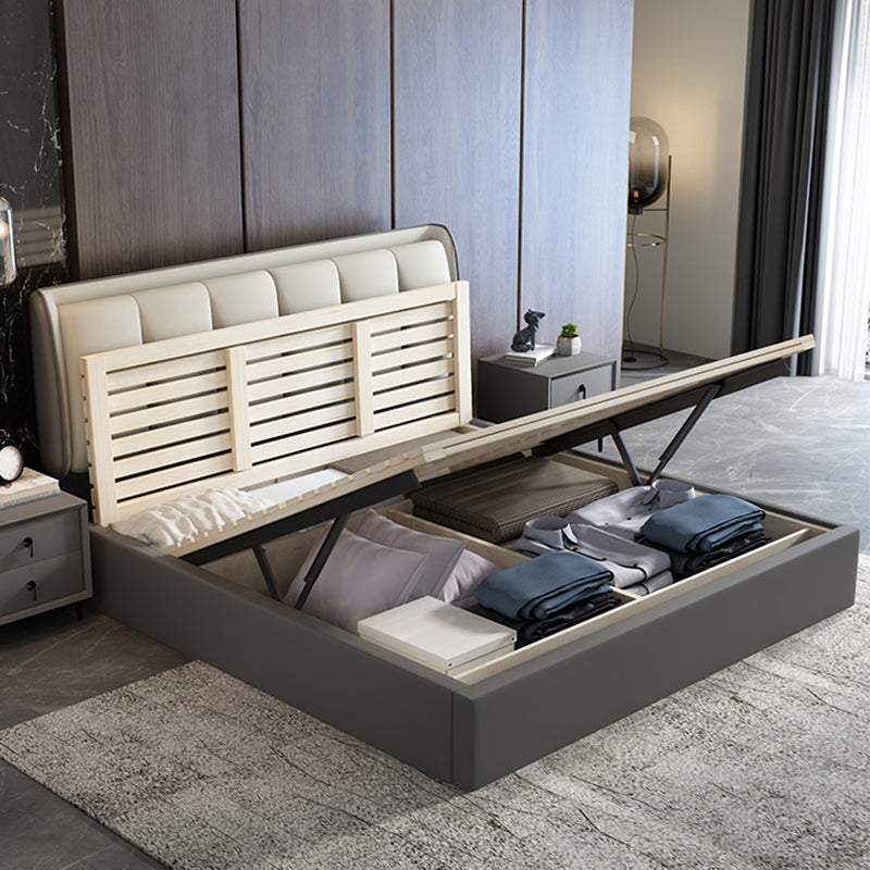 Cadre de lit en bois rembourré de lit de rangement avec tête de lit