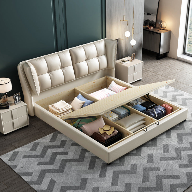 Farme letto contemporaneo largo 84,65 pollici con testiera in legno con testiera