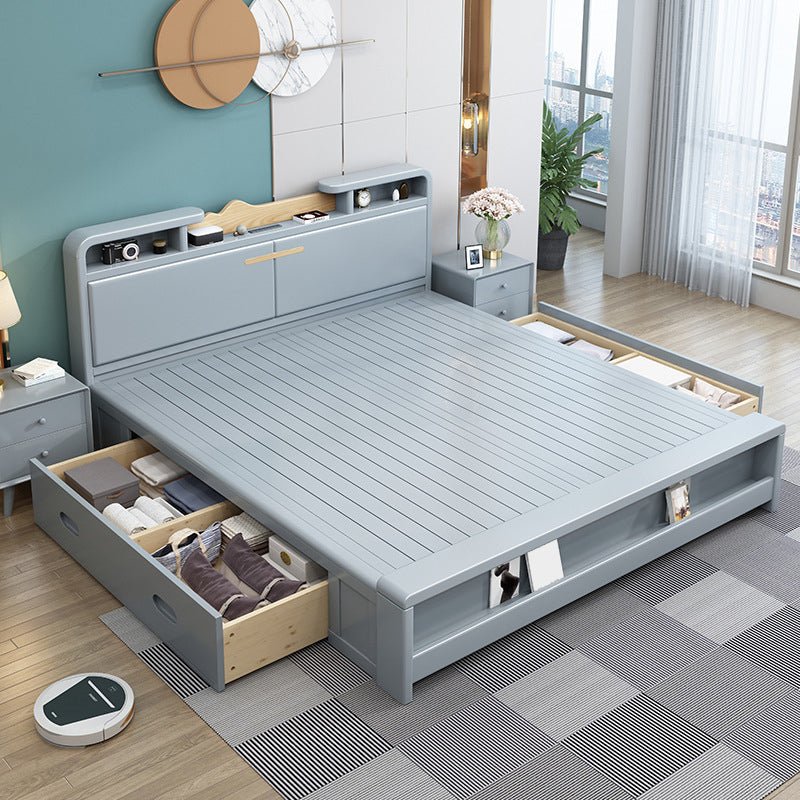 84.65 inch Wide Traditional Bed Frame Solid Wood Bed with Headboard