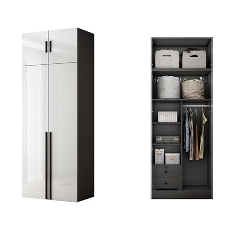 Manufactured Wood Glossy White Cabinet Modern Storage Cabinet with Hinged Doors 31"L x 22"W x 79"H Armories & Top Cabinet Clearhalo 'Armoires & Wardrobes' 'armoires_wardrobes' 'Bedroom Furniture' 'furn' 'furn_armoires_wardrobes' 'Furniture' 5933297