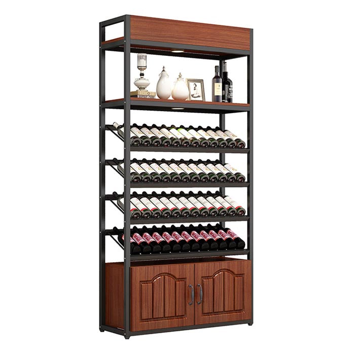 Mid-Century Modern Wine Holder Floor Solid Wood Wine Rack with Shelf Wine Bottle Rack Clearhalo 'furn' 'furn_wine_racks' 'Furniture' 'Kitchen & Dining Furniture' 'Wine Racks' 'wine_racks' 5933590