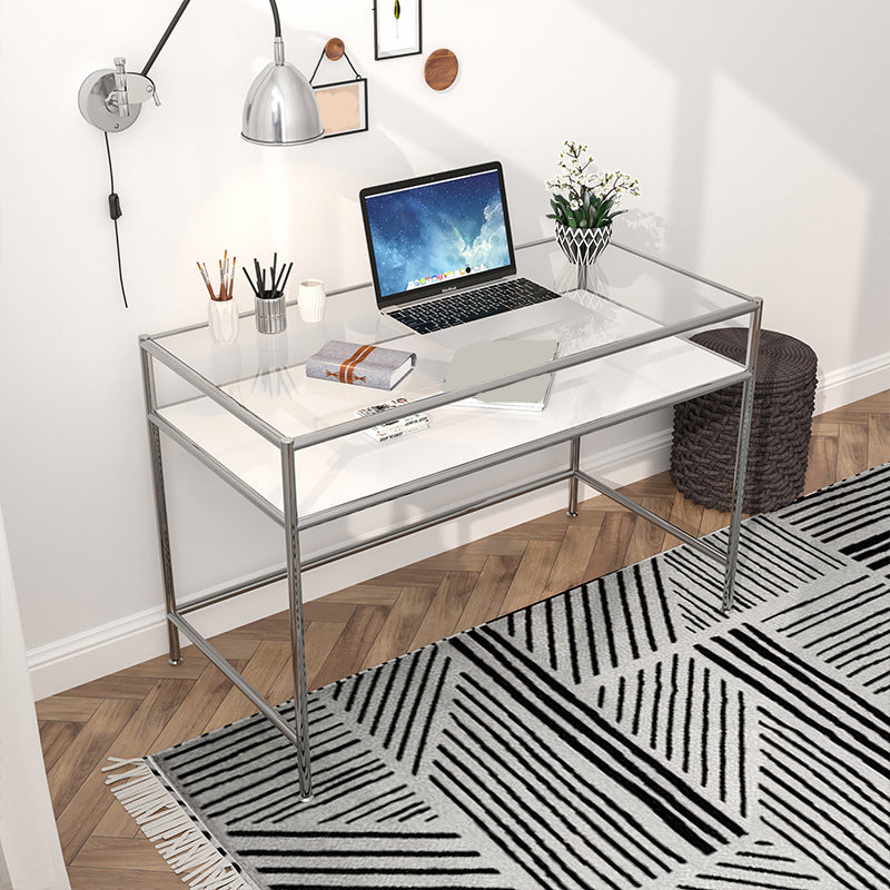 棚付きの現代的なガラスライティングデスク長方形のオフィスデスク