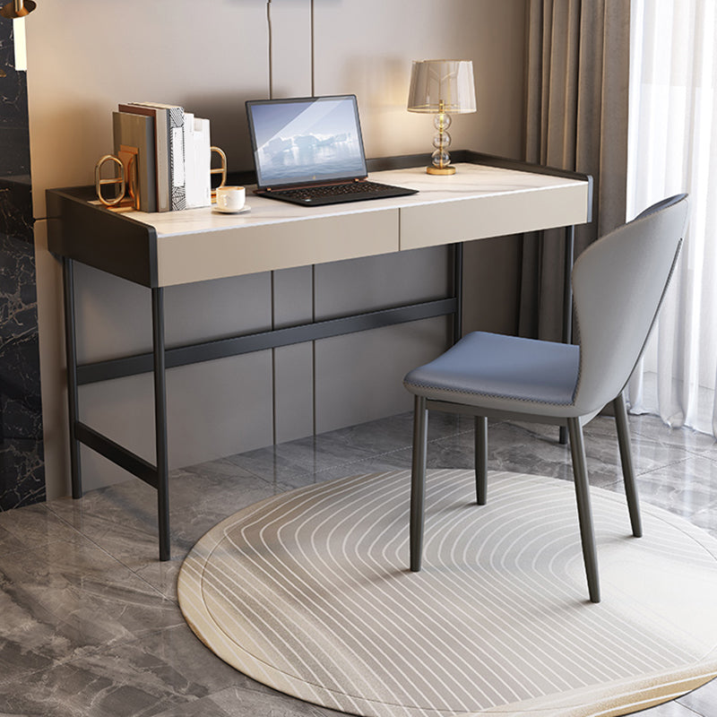 Zeitgenössischer Stein Schreibtisch Rechteckiger Home Office Desk mit 2 Schubladen