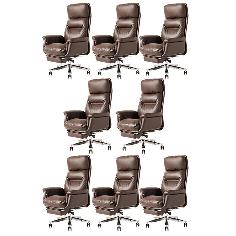Silla de brazo contemporáneo altura de asiento ajustable silla de cuero marrón