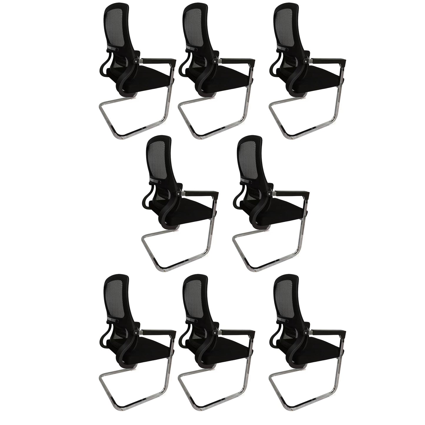 Contemporary Ergonomic Office Chair Mid-Back No Wheels Chair 8 Piece Set Clearhalo 'furn' 'furn_office_chair' 'Furniture' 'Office Chairs' 'Office Furniture' 'office_chair' 5934331