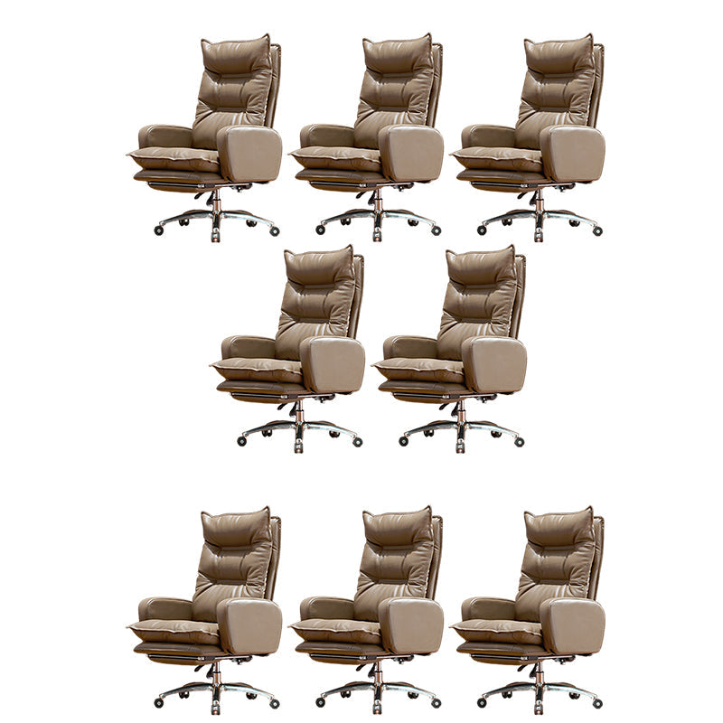 Modern Padded Arms Managers Chair Adjustable Seat Height Chair Khaki 8 Piece Set Clearhalo 'furn' 'furn_office_chair' 'Furniture' 'Office Chairs' 'Office Furniture' 'office_chair' 5934408