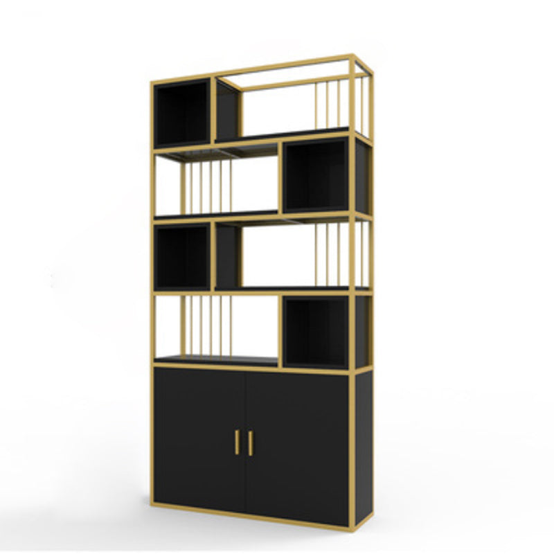 Scaffali di libreria aperta in metallo glam e scaffale in legno per la casa