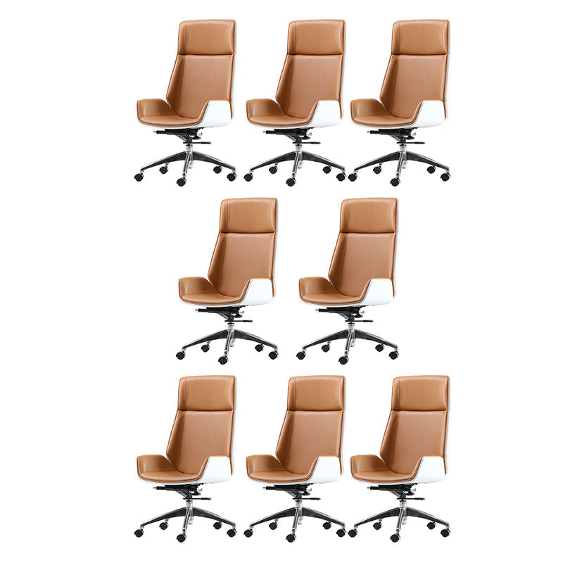 Chaise de bureau contemporaine mécanisme d'inclinaison chaise de bureau en cuir marron