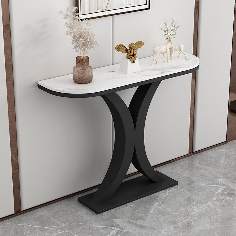 Tavolo console in marmo glam mezza luna astratto 12 "w tavolo accento per sala
