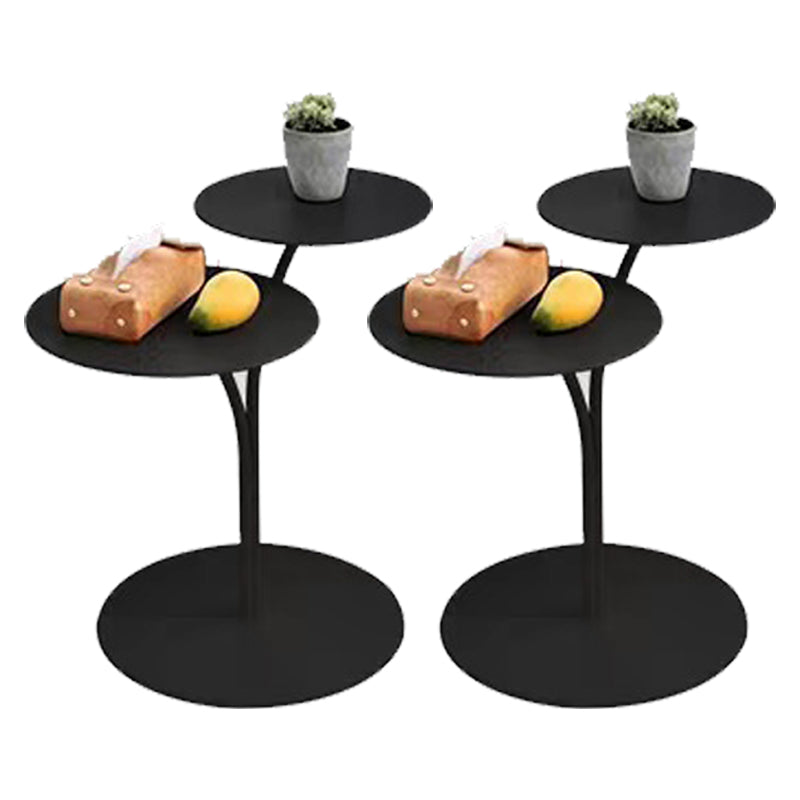 Contemporary Metal Accent Table Nightstand 21.65" Tall Bed Nightstand 16"L x 14"W x 22"H Black 2 Piece Set Clearhalo 'Bedroom Furniture' 'furn' 'furn_night_stand' 'Furniture' 'night_stand' 'Nightstands' 5938195