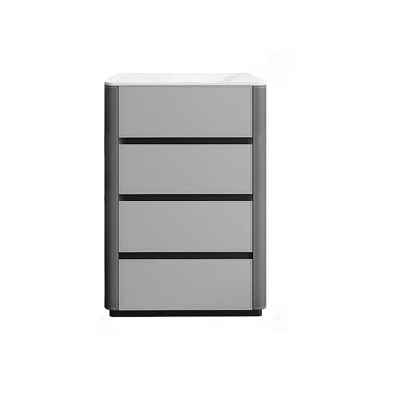 Contemporary Stone Chest Bedroom Vertical Storage Chest in Gray with Drawers