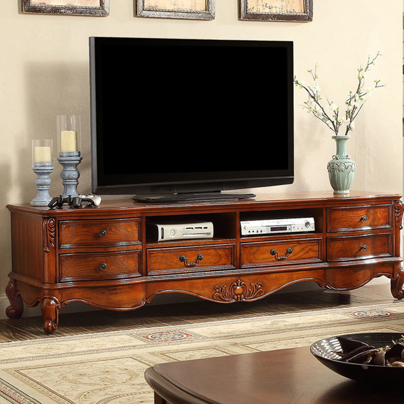 Console TV in legno marrone Console tradizionale TV Home TV con cassetti