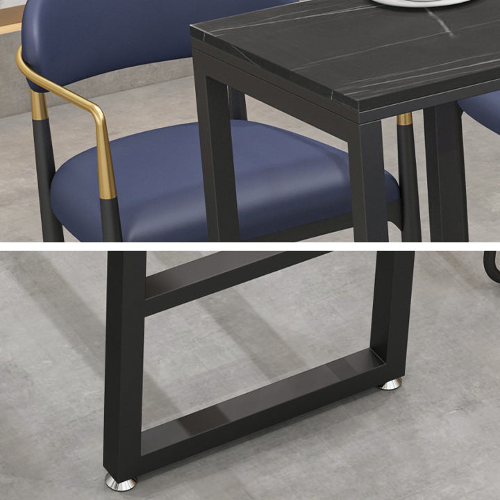 Rectangle Sintered Stone Bar Table Black and Metal Base Bar Table Clearhalo 'Bar Furniture' 'Bar Tables' 'bar_tables' 'furn' 'furn_bar_tables' 'Furniture' 'Kitchen & Dining Furniture' 5939957