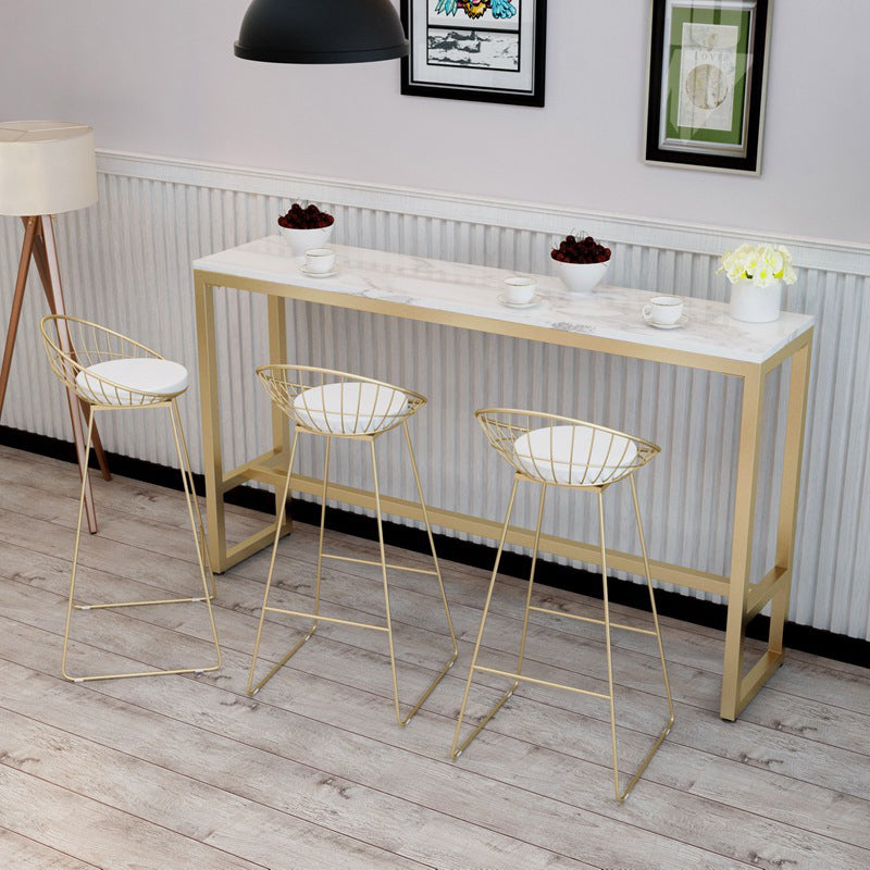 Tavolo da barra rettangolo in stile glam tavolo da pranzo a barre da barino bianco