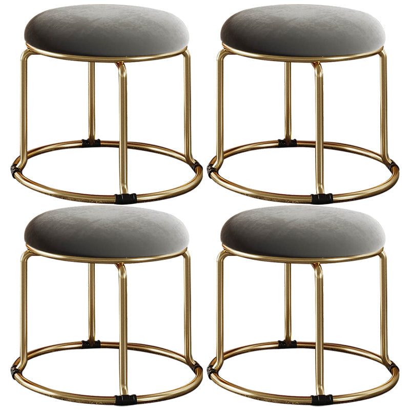 Standard Glam Round Ottoman Velvet Tear Resistant Indoor Pure Color Ottoman Light Gray 4 Piece Set Clearhalo 'furn' 'furn_ottomans_poufs' 'Furniture' 'Living Room Furniture' 'Ottomans & Poufs' 'ottomans_poufs' 5943021