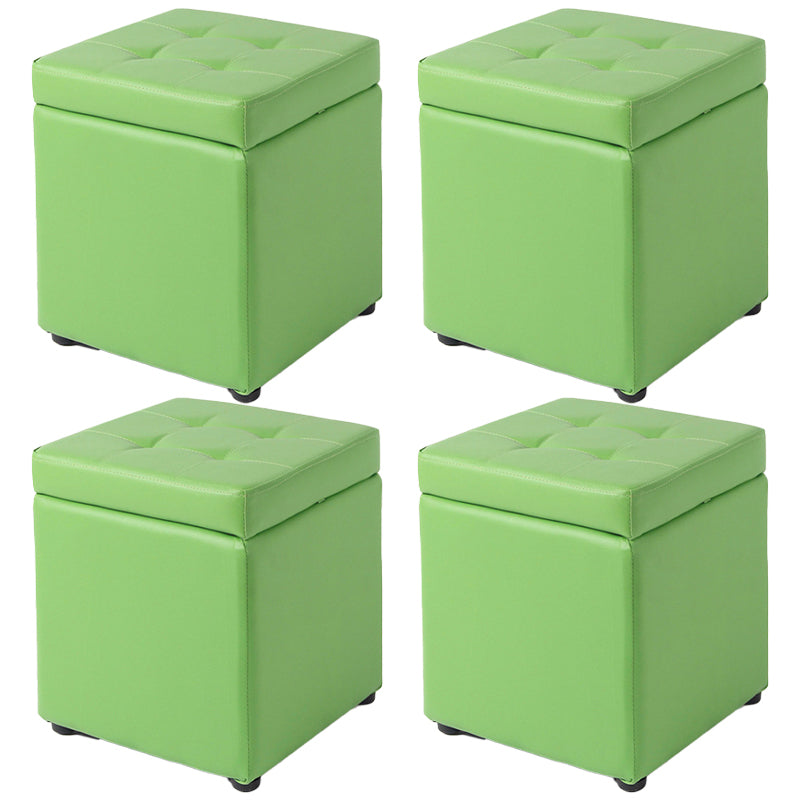 Mid-Century Modern Pouf Ottoman Faux Leather Tufted Square Ottoman with Storage Green 4 Piece Set Clearhalo 'furn' 'furn_ottomans_poufs' 'Furniture' 'Living Room Furniture' 'Ottomans & Poufs' 'ottomans_poufs' 5943437