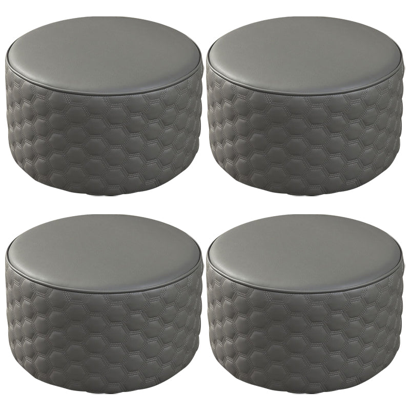 Stylish PU Ottoman Solid Color Water Resistant Round Footstool Ottoman Dark Gray 4 Piece Set Clearhalo 'furn' 'furn_ottomans_poufs' 'Furniture' 'Living Room Furniture' 'Ottomans & Poufs' 'ottomans_poufs' 5943470