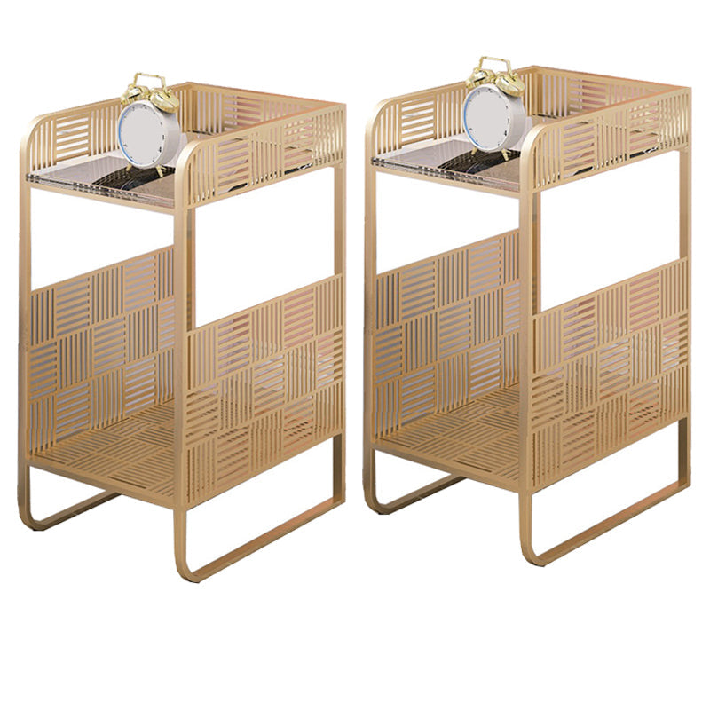 19,69 "Tableau de table de chevet en pierre à 2 étagères Table de nuit ouverte