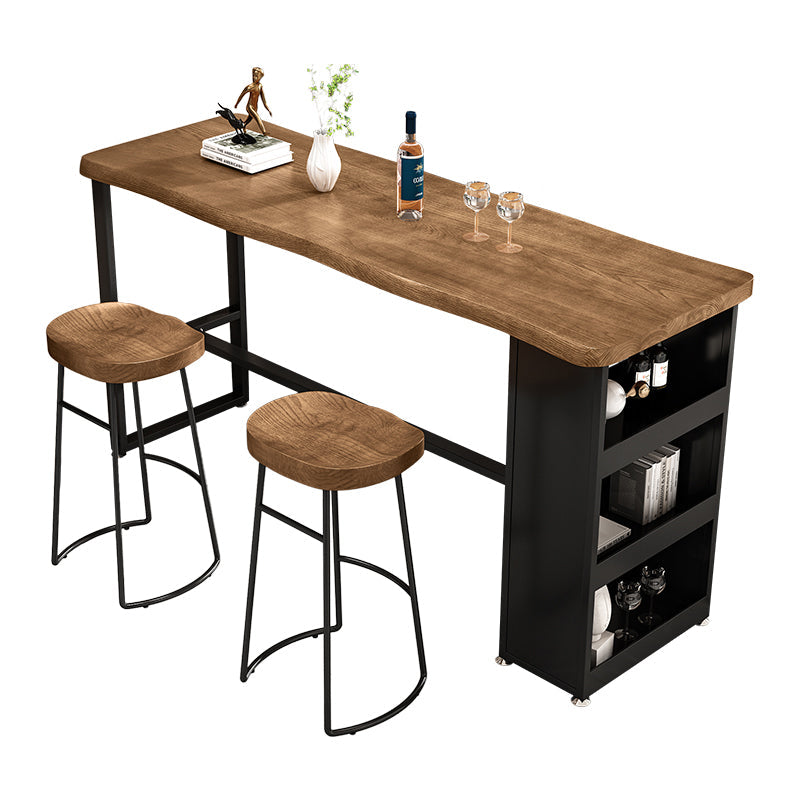 Industrial Rectangle Pub Table Set 1/3 Pieces Wooden Counter Table with Backless Stools