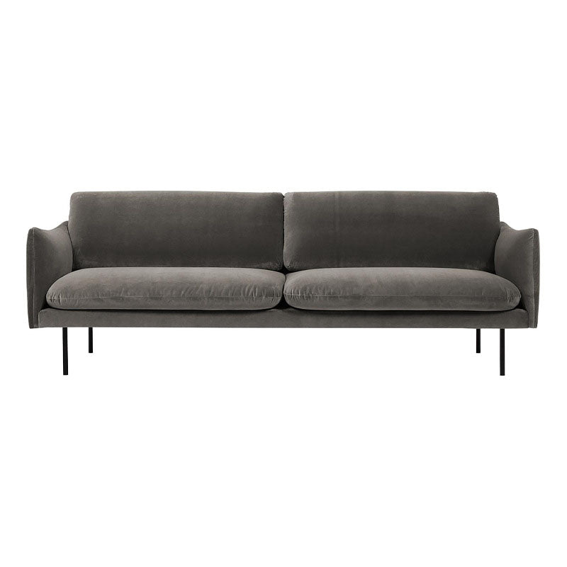 Sofa mit 2 Kissen Quadratarm zeitgenössischer Sofa mit schwarzen Metallfüßen