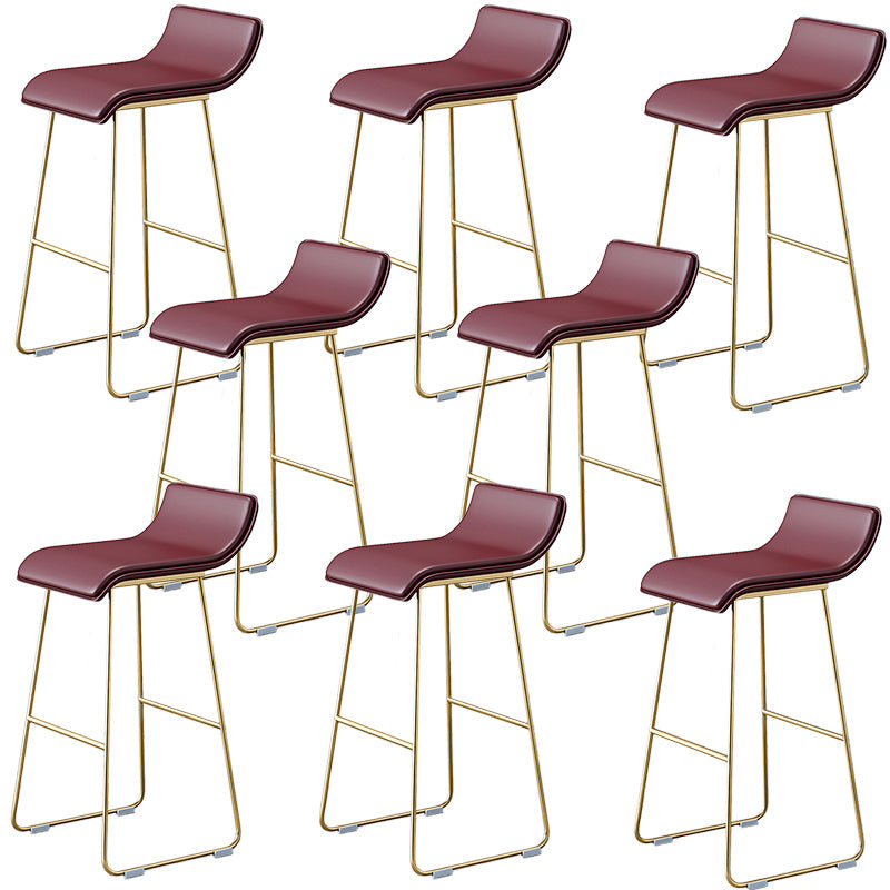 Industrial Armless Counter Stool Solid Wave Seat Bar Chair with Metal Legs Gold-Brown 8 Piece Set Clearhalo 'Bar Furniture' 'Bar Stools' 'bar_stools' 'furn' 'furn_bar_stools' 'Furniture' 'Kitchen & Dining Furniture' 5946525