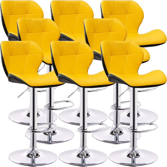 Scandinavian Metal Barstool Low Back PU Leather Furniture in Matte Finish for Indoor