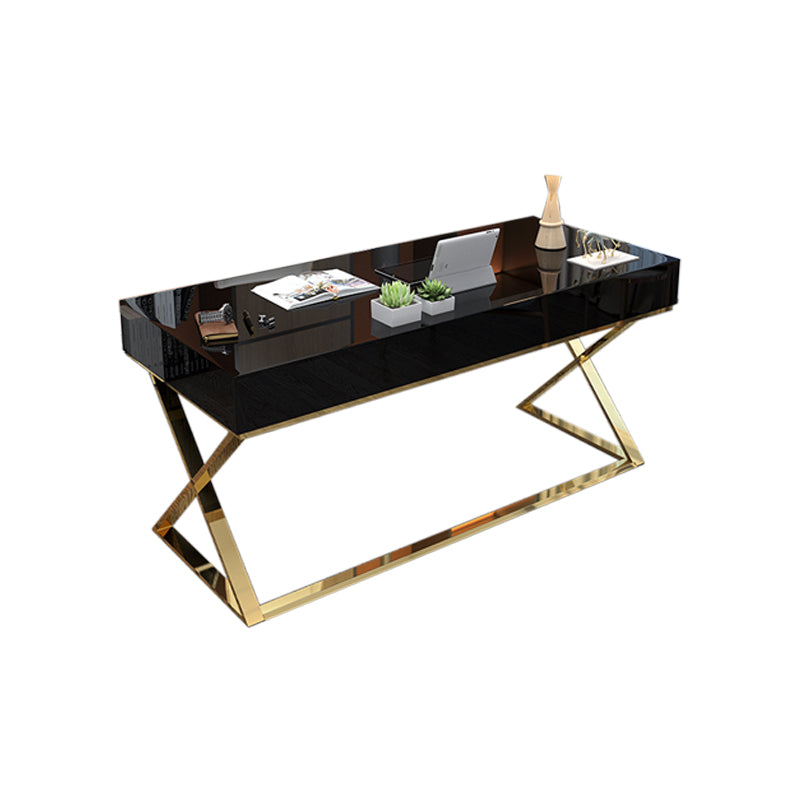 Kunstmatige houten bureau rechthoekig met metalen benen Office Desk Glam