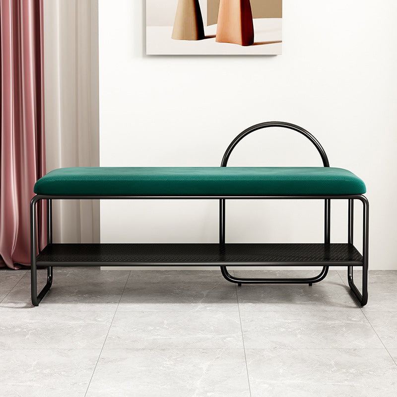 12.6" Wide Modern Seating Bench Rectangle Upholstered Entryway Bench Black Dark Green Clearhalo 'Benches' 'Chairs & Seating' 'furn' 'furn_benches' 'Furniture' 'Living Room Furniture' 5949392