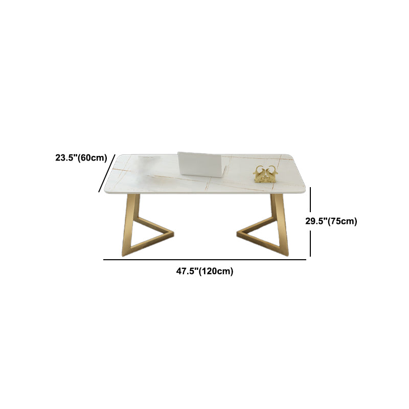 Bureau de bureau glamour incurvé avec des jambes en métal Écriture de fer et de pierre