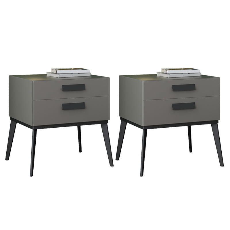 Wooden and Leather Bedside Cabinet Modern Minimalist Bedside Table with Drawers Light Gray 2 Piece Set Clearhalo 'Bedroom Furniture' 'furn' 'furn_night_stand' 'Furniture' 'night_stand' 'Nightstands' 5949499