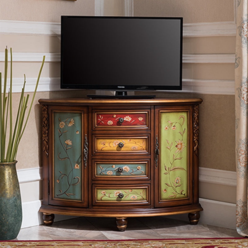 木製のテレビキャビネットモダンスタイルホームシンプルなコーナーテレビスタンドコンソール