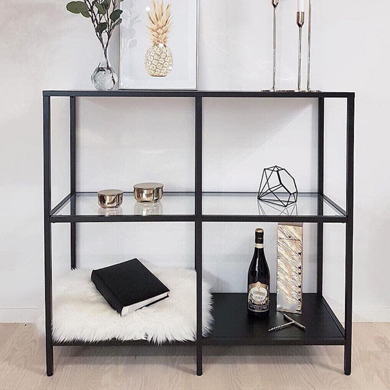 Table de mesa de sofá de la consola de hierro moderna con estantes para el salón