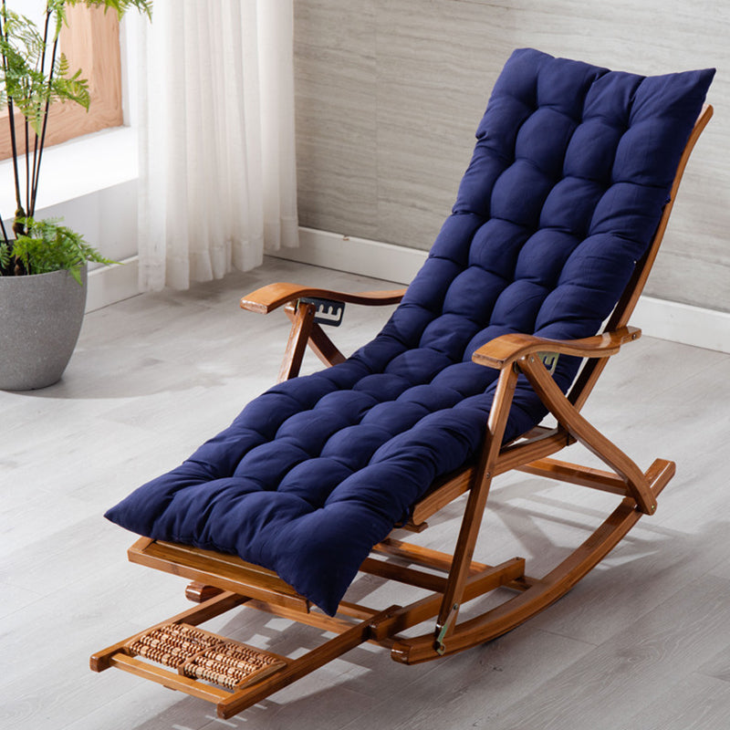Antique Bamboo Recliner Chair Folding Recliner Chair with Cushion Blue Clearhalo 'Chairs & Seating' 'furn' 'furn_rocking_chairs' 'Furniture' 'Living Room Furniture' 'Rocking Chairs' 'rocking_chairs' 5953113