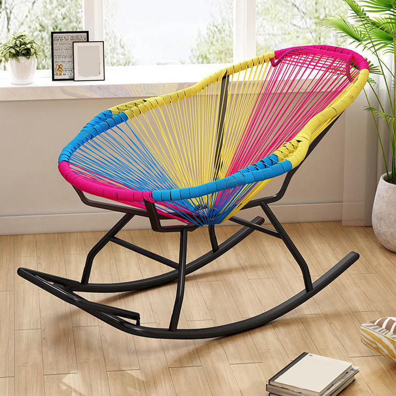 Contemporary Rocking Chair Woven Rope Rocking Accent Chair for Porch Blue Clearhalo 'Chairs & Seating' 'furn' 'furn_rocking_chairs' 'Furniture' 'Living Room Furniture' 'Rocking Chairs' 'rocking_chairs' 5953153