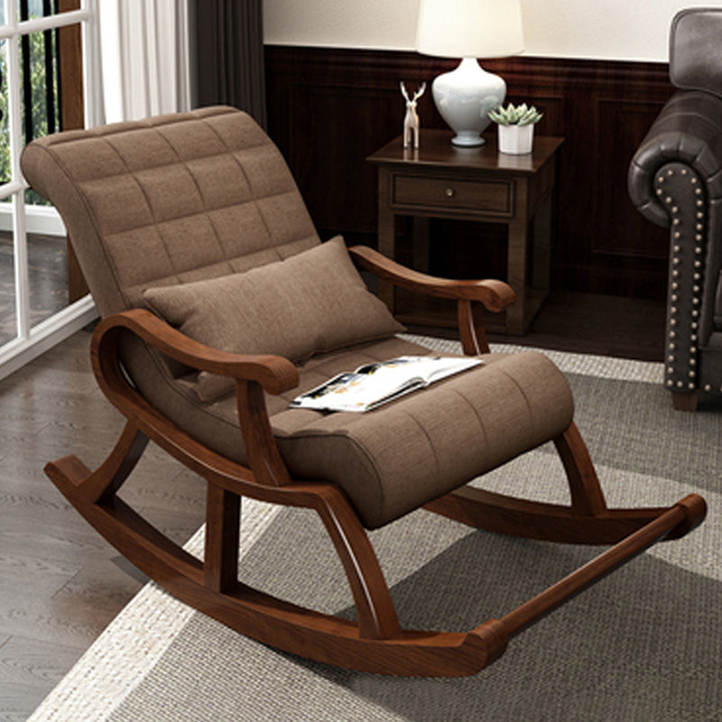 Mid-Century Recliner Chair Tufted Cushions Recliner Chair With A Lumbar Pillow Coffee Clearhalo 'Chairs & Seating' 'furn' 'furn_rocking_chairs' 'Furniture' 'Living Room Furniture' 'Rocking Chairs' 'rocking_chairs' 5953202