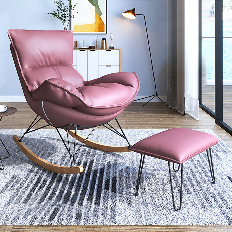 Glam Wingback Rocker con tessuto per sedile imbottito e sedia da bilanciere in metallo 26,8 "x 37,4" x 32.3 "