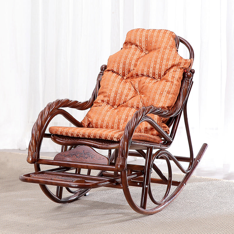 22.8" x 45.3" x 37.4" Rocking Chair Brown Rattan Rocker Chair for Living Room Dark Coffee Upholstered Clearhalo 'Chairs & Seating' 'furn' 'furn_rocking_chairs' 'Furniture' 'Living Room Furniture' 'Rocking Chairs' 'rocking_chairs' 5953451