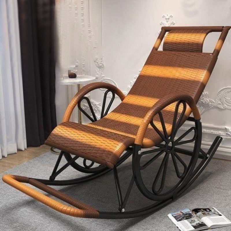 Modern Rocking Accent Chair Rattan/Wicker Rocker Chair for Porch Brown Clearhalo 'Chairs & Seating' 'furn' 'furn_rocking_chairs' 'Furniture' 'Living Room Furniture' 'Rocking Chairs' 'rocking_chairs' 5953653