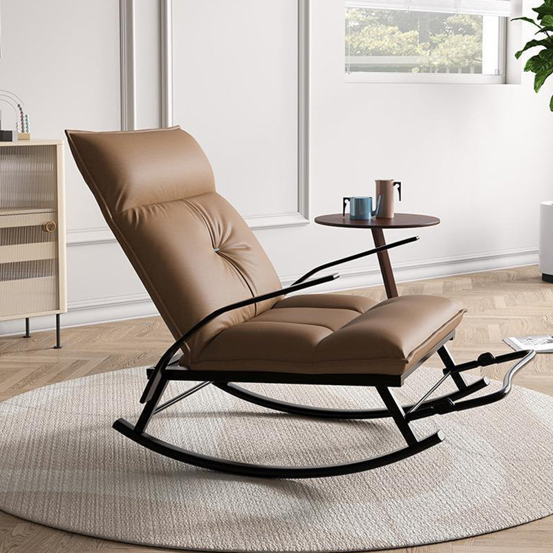 Glam Folding Rocking Chair Faux Leather Rocker for Living Room Coffee Clearhalo 'Chairs & Seating' 'furn' 'furn_rocking_chairs' 'Furniture' 'Living Room Furniture' 'Rocking Chairs' 'rocking_chairs' 5953659